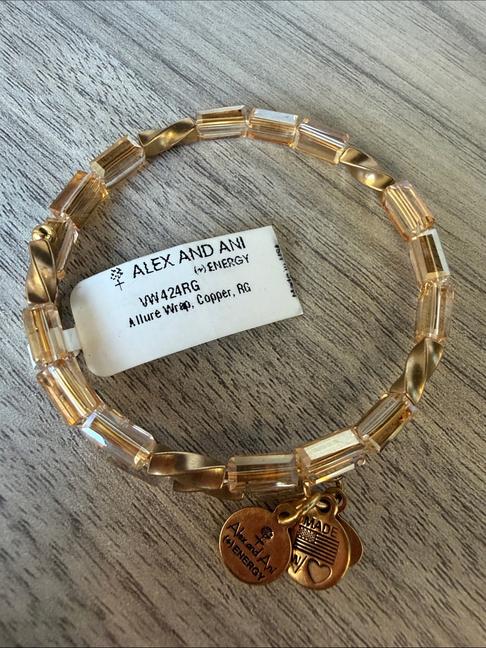 Alex and Ani Rose Gold Beaded Allure Wrap Bracelet